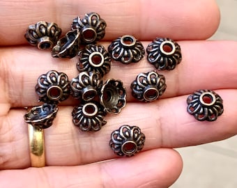 6mm Antiqued Copper Plated TIBETAN STYLE BEAD CAPS FLOWER