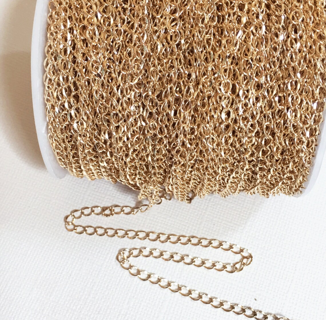 32ft spool Gold plated curb chain 4.5x3.2mm bulk gold plated Etsy