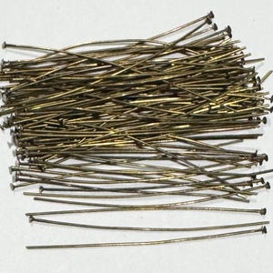 100 pcs of Antiqued brass headpin  24 gauge 1.75inch