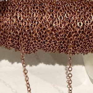 32 ft Antiqued Copper Plated Brass Flat Cable Chain 3X3mm