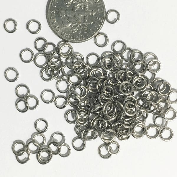 500 pcs Antique Silver plated jumprings 4mm, platinum color  plated steel jumprings, bulk  antique silver jumprings