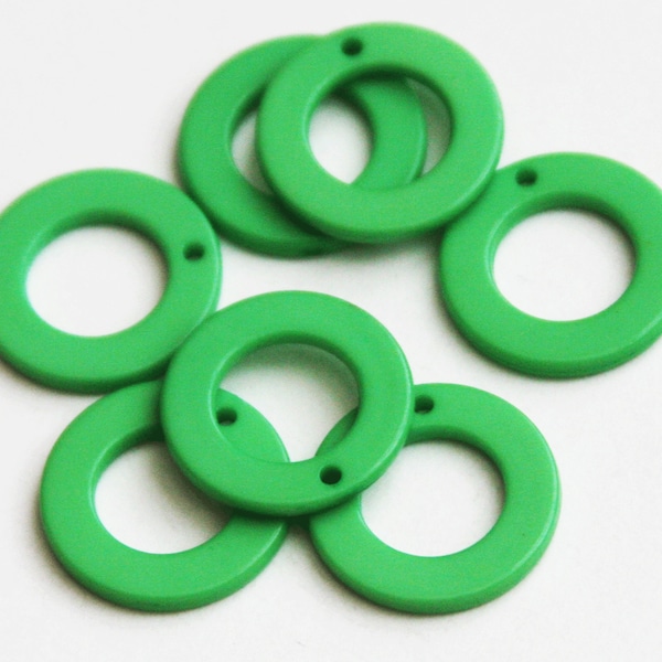 100 pcs  Acrylic Resin donut circle drops 20mm light Green