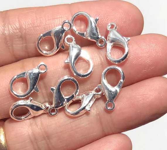 100 PCS Lobster Clasp Alloy Silver Color 12 x 6mm TOP Silver