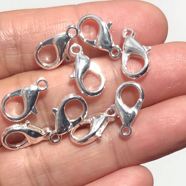 100 pcs  silver plated clasp zinc alloy clasp 14x8mm, parrot clasps, silver lobster clasp
