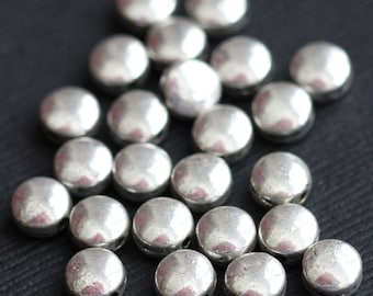 50 pcs  Antique silver plated puff coin spacer beads 6x3.5mm