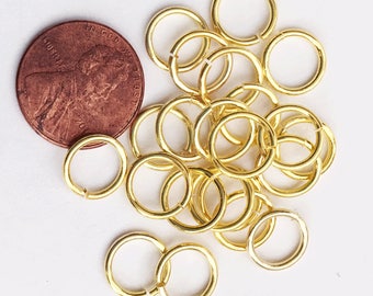 100 pcs of Gold color jumprings 10mm 16 gauge, bulk gold jumprings , gold plated brass jumprings