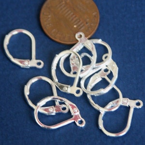 24 pcs  Silver plated leverback earwire 10X15mm