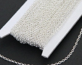 Silver chain plated over Brass round cable chain 2X2.5mm 32ft, bulk silver chain