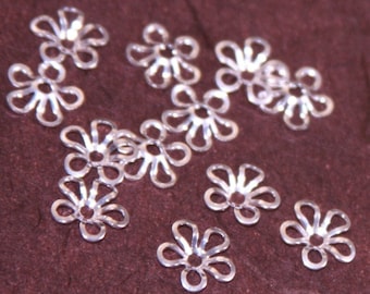 50 Stück versilberte Messing Blumen Perlenkappe 9 mm