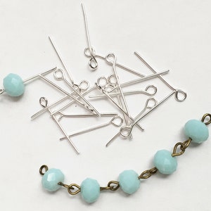 Bulk 500 Silver plated Steel eye pins 20mm long  21 gauge