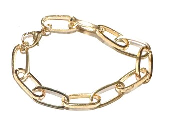 Light Gold Steel Chain Bracelet: USA Made Cable Link (Set of 2)