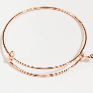 6 pcs Adjustable wire bangle, Rose gold plated steel bangle, bulk wire bangle 65mm