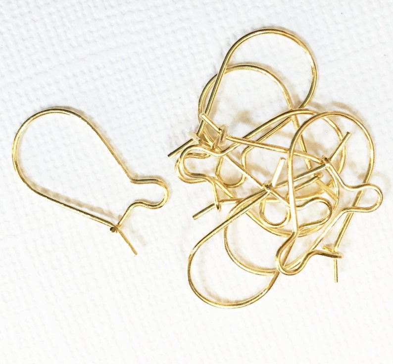 50 pcs gold color brass kidney Earwire 19x10mm, gold plated earwire image 1