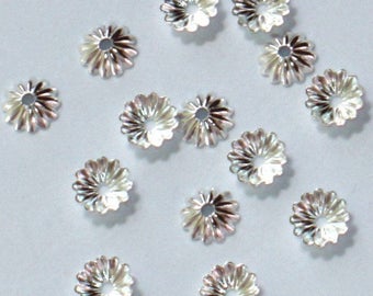 Bulk 1000 pcs  silver plated ribbed beads cap 6mm