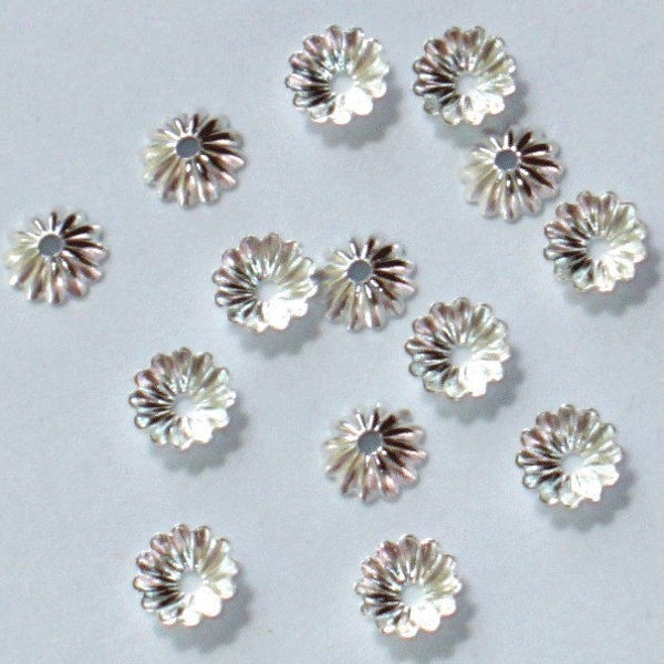 Bulk 1000 pcs  silver plated ribbed beads cap 6mm