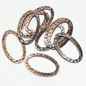 10 pcs  Antiqued Copper  hammered Oval Links 28X17mm