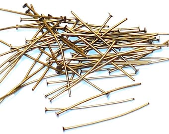 250 unidades de alfileres de cabeza de latón envejecido de 5 cm de largo (calibre 22).