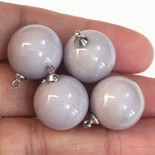 6 pcs  Synthetic Pearlized  round pendant 20x16mm, earring drops, pendant drops, charm drops, Pale purple