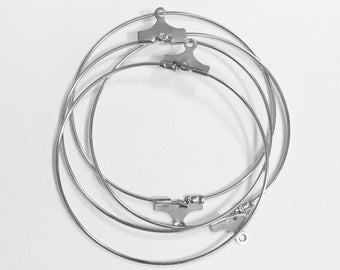 20 pcs  Antique silver plated brass beading hoops 40mm, platinum color beading hoop