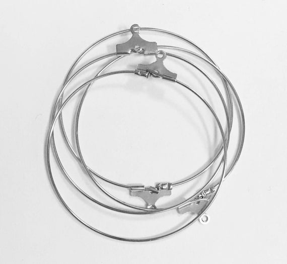 20 pcs  Antique silver plated brass beading hoops 40mm, platinum color beading hoop