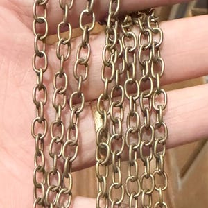 15ft  Antiqued brass finished over iron large cable chain 5x3.5mm - Open Links
