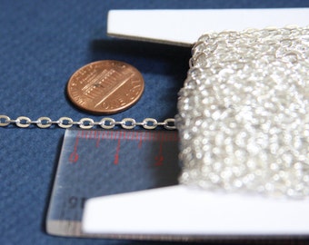 45 ft of Silver Plated chain iron flat cable chain 3x2.2mm - unsoldered , bulk silver chain