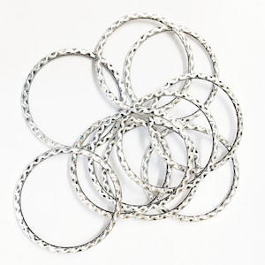 Bulk 50 pcs  Antiqued silver double sided pewter rings 30mm
