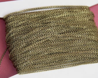 10ft  Antiqued Brass Very Flat Soldered Cable Chain 1.5mm