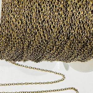 100 ft spool  Antiqued Brass round cable chain 2X2.5mm, brass bulk chain, bulk cable chain