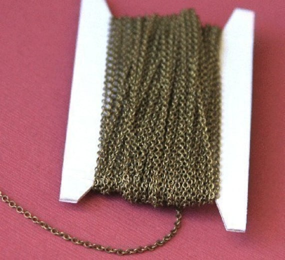 32 ft Antiqued Brass finished chain,round cable chain 2X2.5mm iron chain small cable chain bronze chain