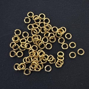 500 Yellow Gold Plated Steel Jumprings - 4mm image 3