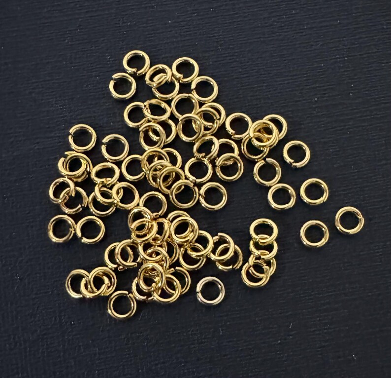 500 Yellow Gold Plated Steel Jumprings - 4mm image 3