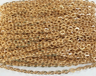 15ft  Gold plated  flat cable chain 2X3mm unsoldered, gold chain