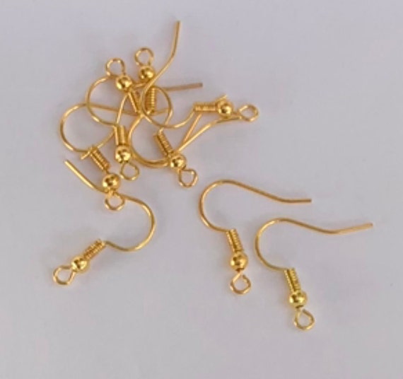 100 Pcs Gold Tone Steel Earrings Hooks, Bulk Gold Earring Hook 