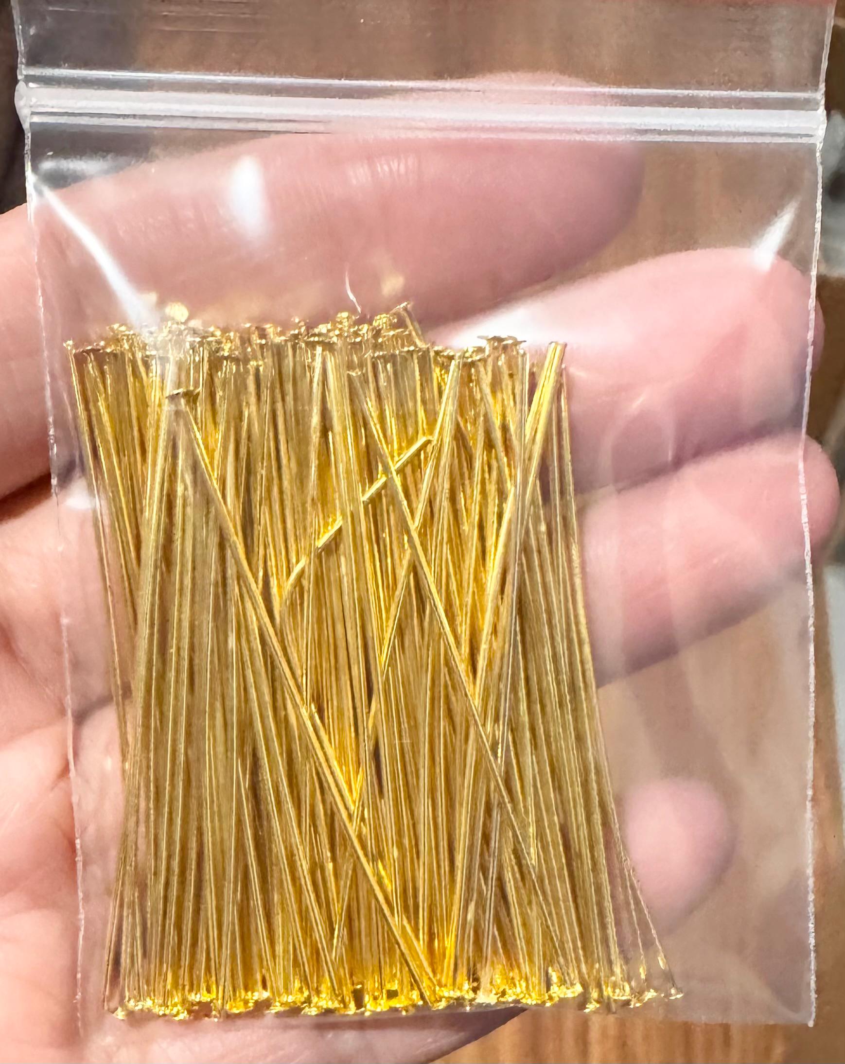 200 Stück goldfarbene Nietstifte aus Messing - 5 cm lang - 22 gauge