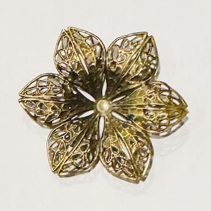 45 Antiqued Brass over steel filigree flower focal 43mm