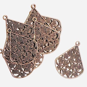 10 pcs  Antiqued copper filigree teardrop finding 30x23mm