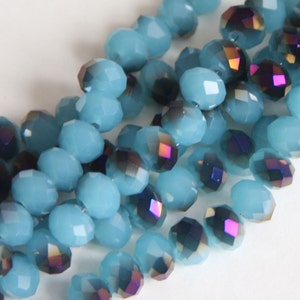16 inch Strand electro plated glass faceted rondelle beads 5X8mm Blue/Purple image 2