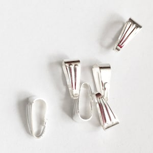 50 White Silver Plated Snap Bails: Locket Connector, 9x4mm