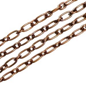 10 ft Antique Copper Chain: Long and Short Open Links