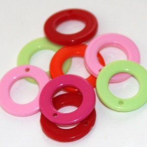 50 Acrylic Lucite Donut Beads: Colorful Circle Drops, 20mm