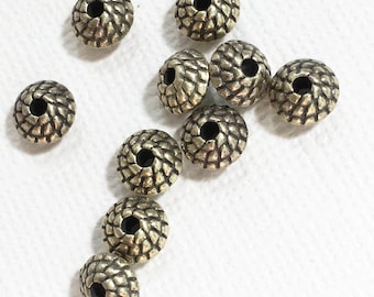 30 Antique Brass Rondelle Spacer Beads: 7x4.5mm Metal Beads