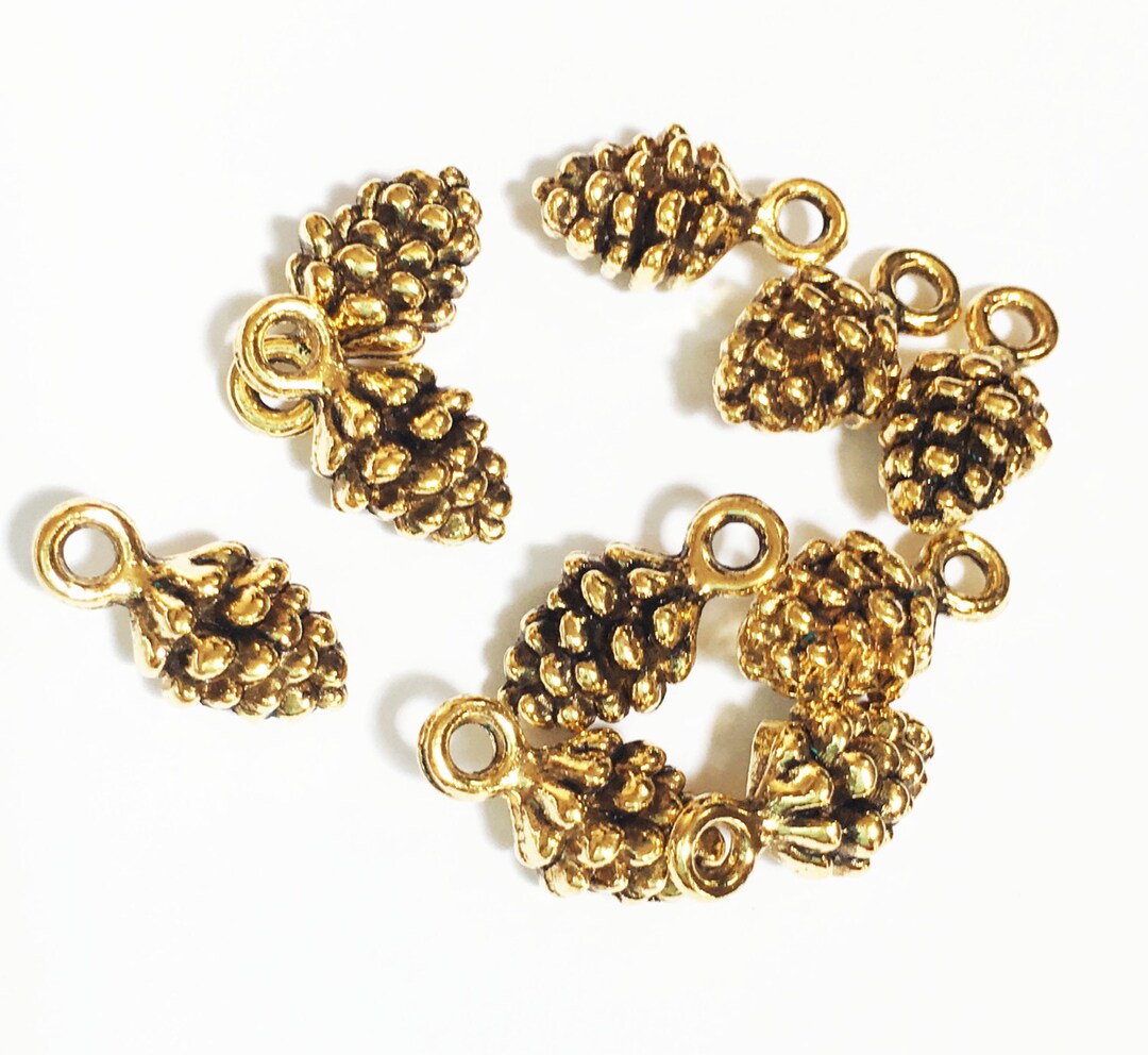 Bulk 100 Pcs Antique Gold Pine Cone Charm 13x7mm Antique Gold Etsy