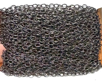 32 ft spool  Gunmetal plated soldered round cable chain 2.1x2.7mm