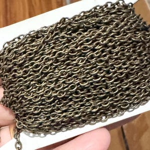 15 ft  Antiqued Brass finished iron round cable chain 2.6X3.9mm - unsoldered