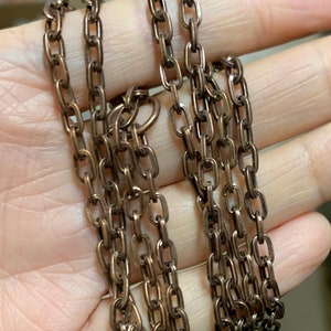 3 ft Antique Copper Steel Cable Chain 6x4mm