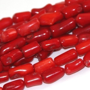 16 inches strand of Red Bamboo Coral Stick 8-10mm