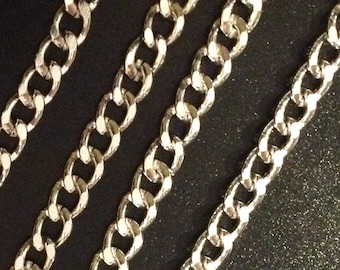 25 ft of Aluminum Curb open link chain  7X10mm - Silver color