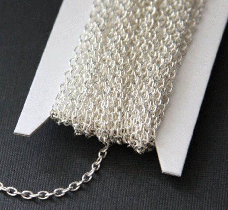 45ft Silver Plated Chain round cable chain 2.6X3.9mm unsoldered image 1