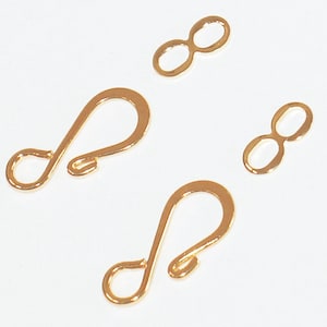 25 sets  gold color flat single wire hook and eye clasp  18X9mm